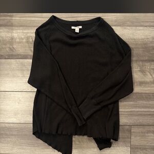 Free People Black Ribbed Knit Top